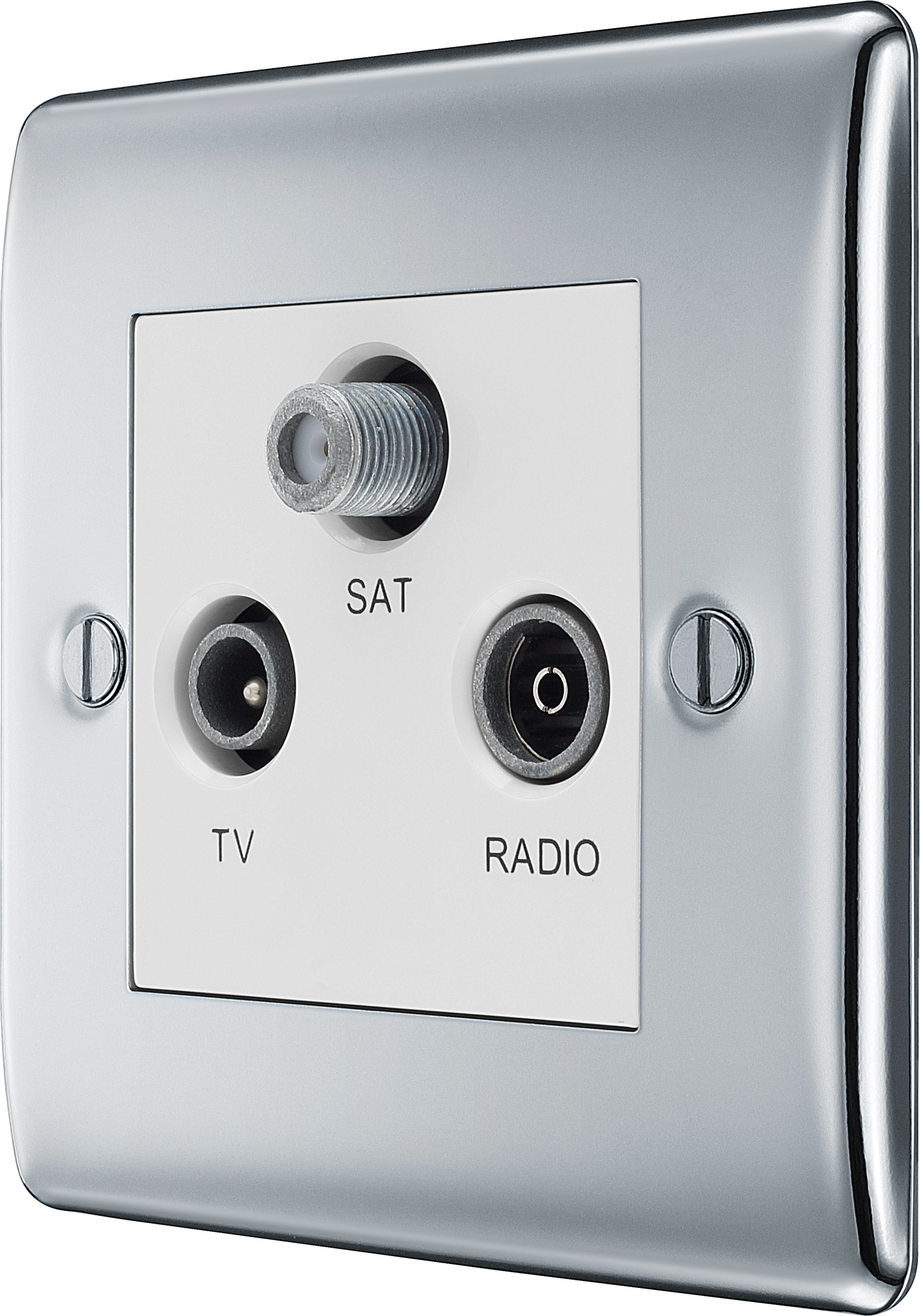BG Nexus Metal Polished Chrome Co-Axial & Satellite Socket