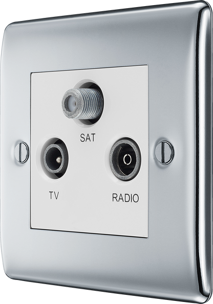 BG Nexus Metal Polished Chrome Co-Axial & Satellite Socket