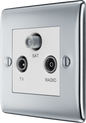 BG Nexus Metal Polished Chrome Co-Axial & Satellite Socket