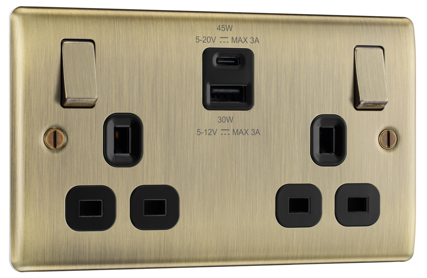 BG Nexus Metal Antique Brass USB Charging Sockets
