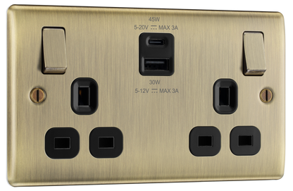 BG Nexus Metal Antique Brass USB Charging Sockets