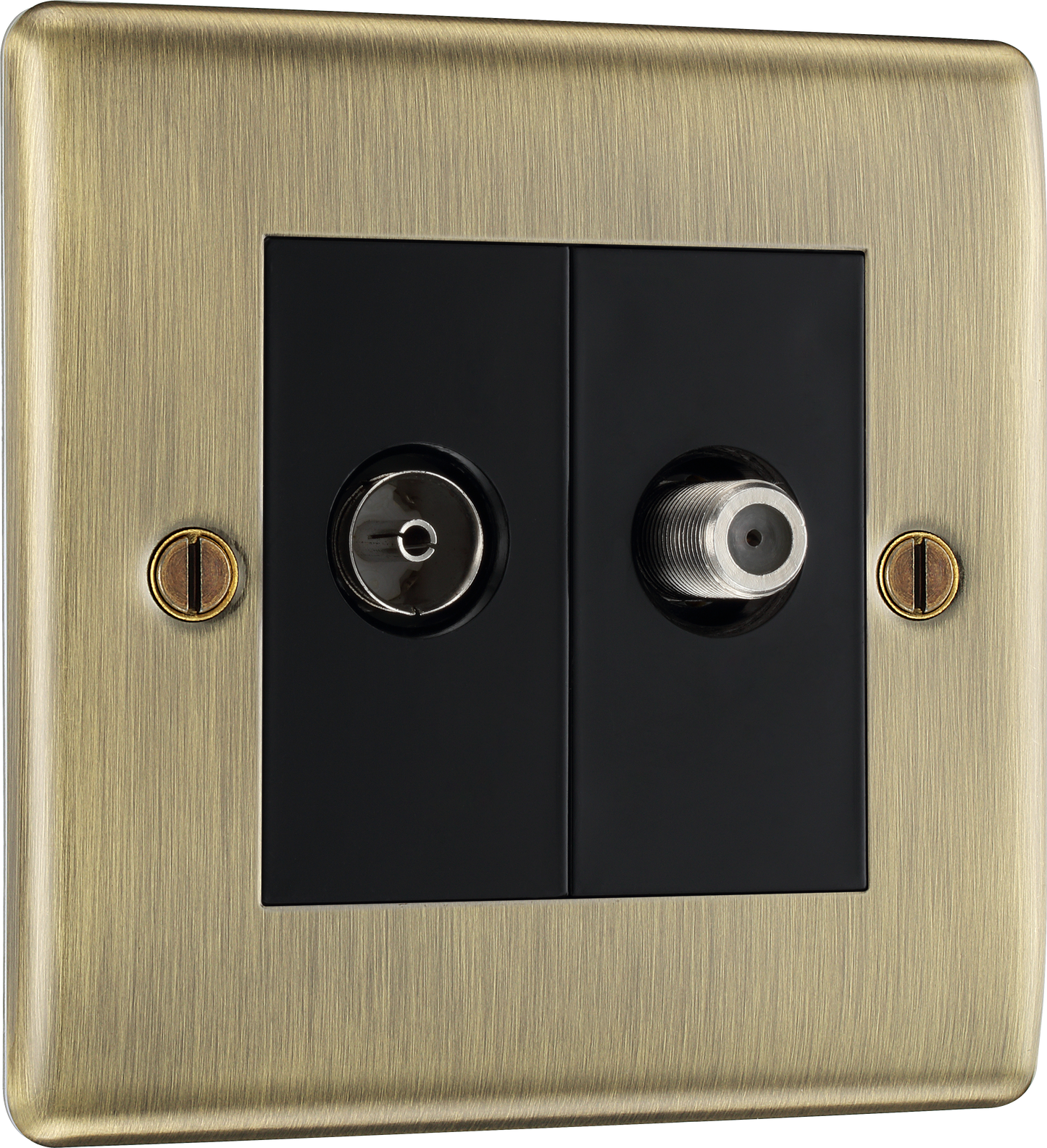 BG Nexus Metal Antique Brass Co-Axial & Satellite Sockets