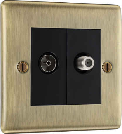 BG Nexus Metal Antique Brass Co-Axial & Satellite Sockets