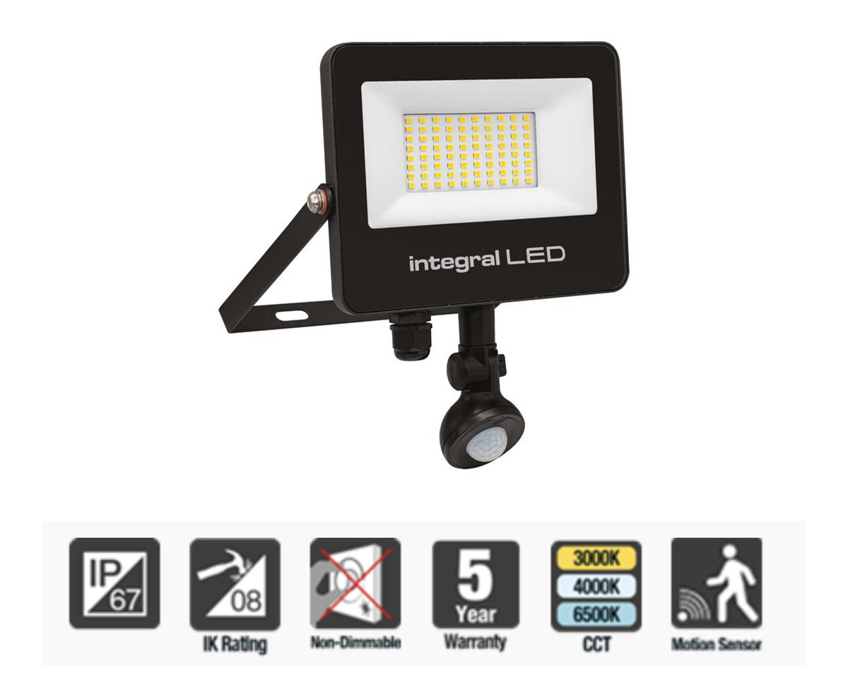 Integral Super Slim 2 Floodlight IP67 5000LM 50W 4000K PIR 120° Non-Dimm 100LM/W Black