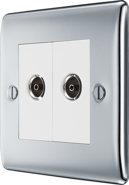 BG Nexus Metal Polished Chrome Co-Axial & Satellite Socket