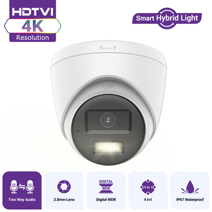 Hizone Pro 4K Hybrid Turret Cam, 2-Way Audio 40m, White – HZ-TC800P-W