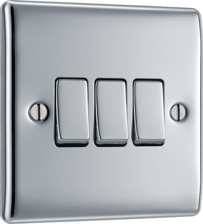 BG Nexus Metal Polished Chrome 16Ax Light Switch