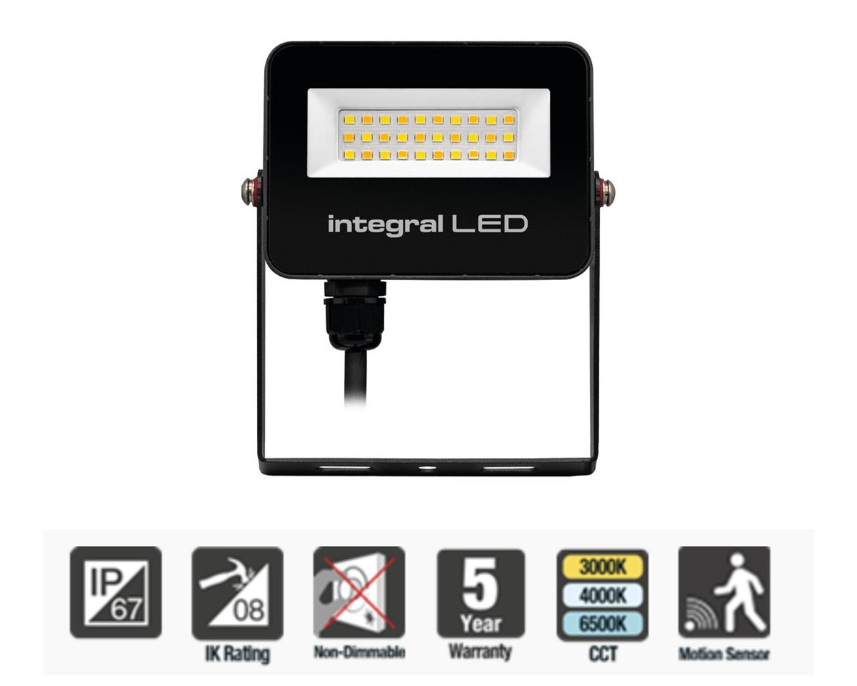 Integral Super Slim 2 Floodlight IP67 1000LM 10W Tuya 3000/4000/6500K 120° Dimmable 100LM/W Black