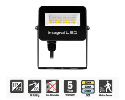 Integral Super Slim 2 Floodlight IP67 1000LM 10W Tuya 3000/4000/6500K 120° Dimmable 100LM/W Black