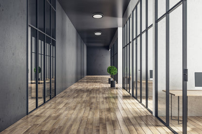 Kanlux BENO ECO ceiling lights installed in office corridor