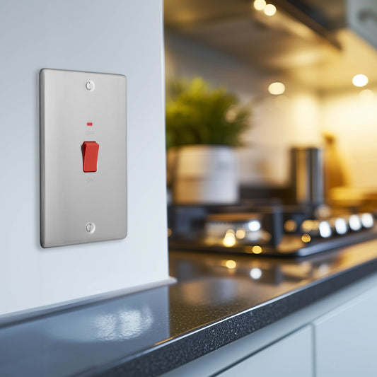 BG Nexus Metal Brushed Steel 45A Double Pole Switch