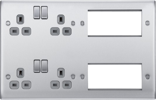 BG Nexus Metal Brushed Steel Combination Plate