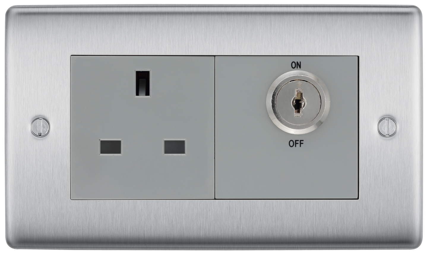 BG Nexus Metal Brushed Steel 13A Key Controlled Socket