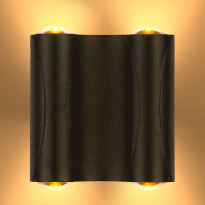 Black Corrugated Up Down Outdoor Modern LED Wall Light