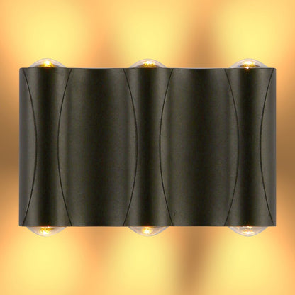 Black Corrugated Up Down Outdoor Modern LED Wall Light