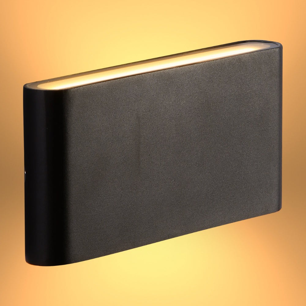 Black Slim Cuboid Up Down Outdoor Modern LED Wall Washer Light