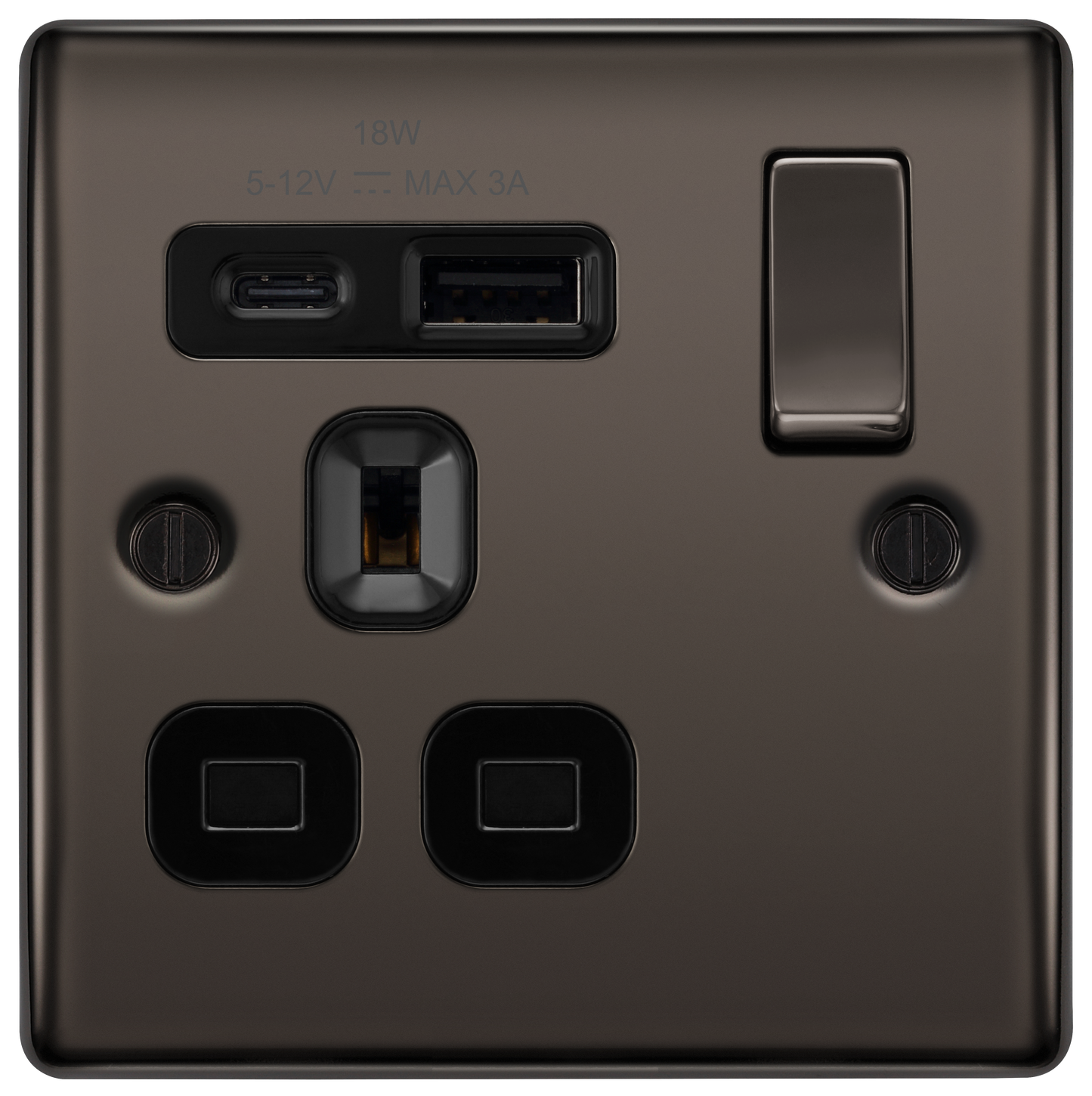 BG Nexus Metal Black Nickel USB Charging Socket