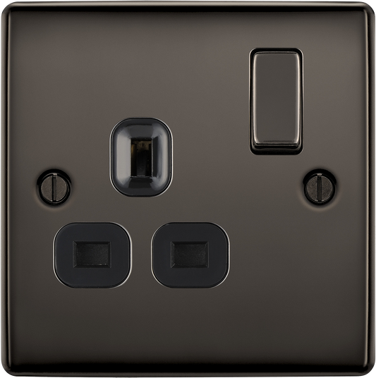 BG Nexus Metal Black Nickel 13A Switched Socket