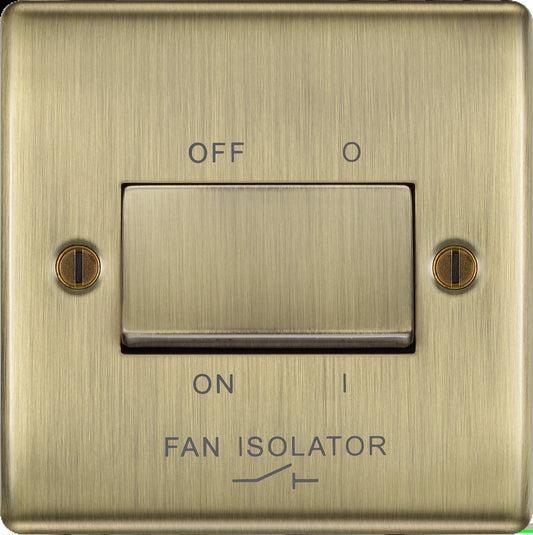 BG Nexus Metal Antique Brass 10A 3-Pole Fan Isolators – British General