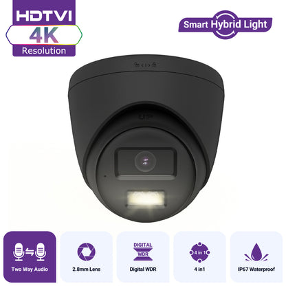 Hizone Pro 4K Hybrid Turret Cam, 2-Way Audio 40m, Black – HZ-TC800P-B