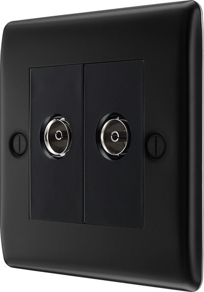 BG Nexus Metal Matt Black Co-Axial & Satellite Socket