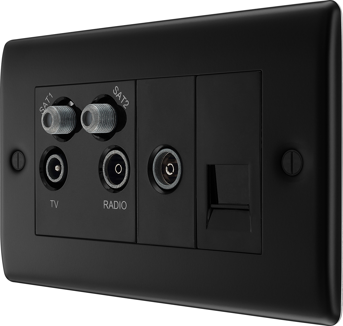 BG Nexus Metal Matt Black Co-Axial & Satellite Socket