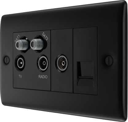 BG Nexus Metal Matt Black Co-Axial & Satellite Socket