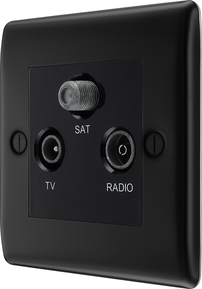 BG Nexus Metal Matt Black Co-Axial & Satellite Socket