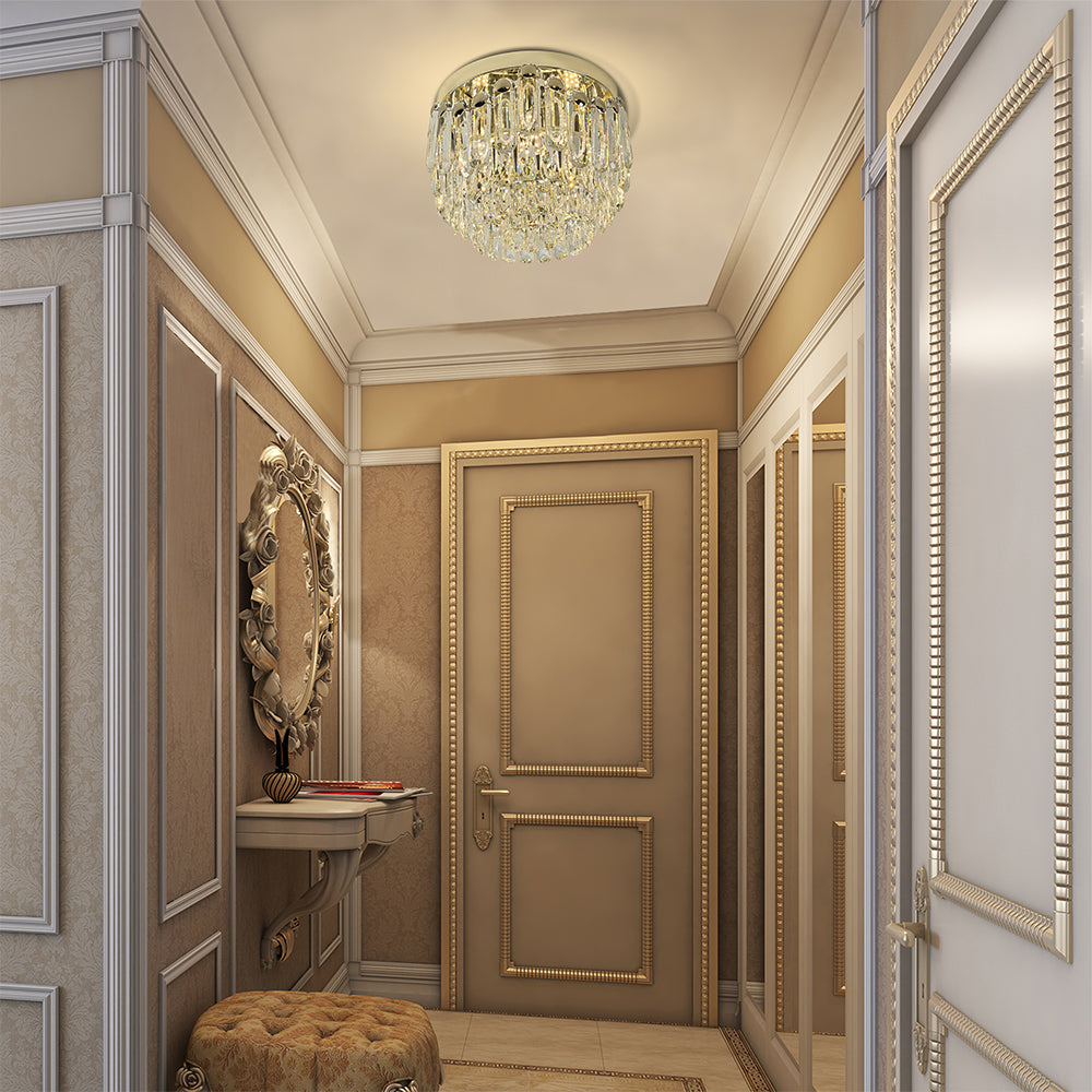 Cascade Crystal Flush Chandelier Ceiling Light