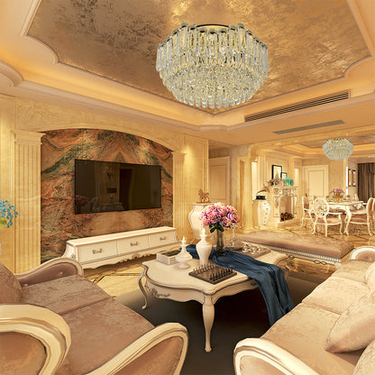 Cascade Crystal Flush Chandelier Ceiling Light