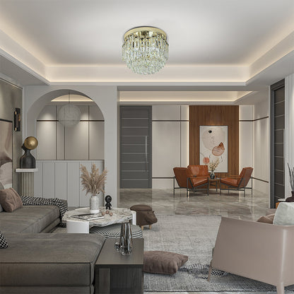 Cascade Crystal Flush Chandelier Ceiling Light