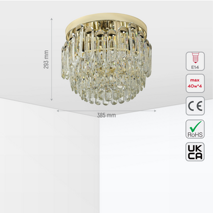 Cascade Crystal Flush Chandelier Ceiling Light