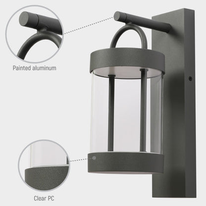 Cassian LED Outdoor Lantern Wall Light 8W 3000K Dark Grey