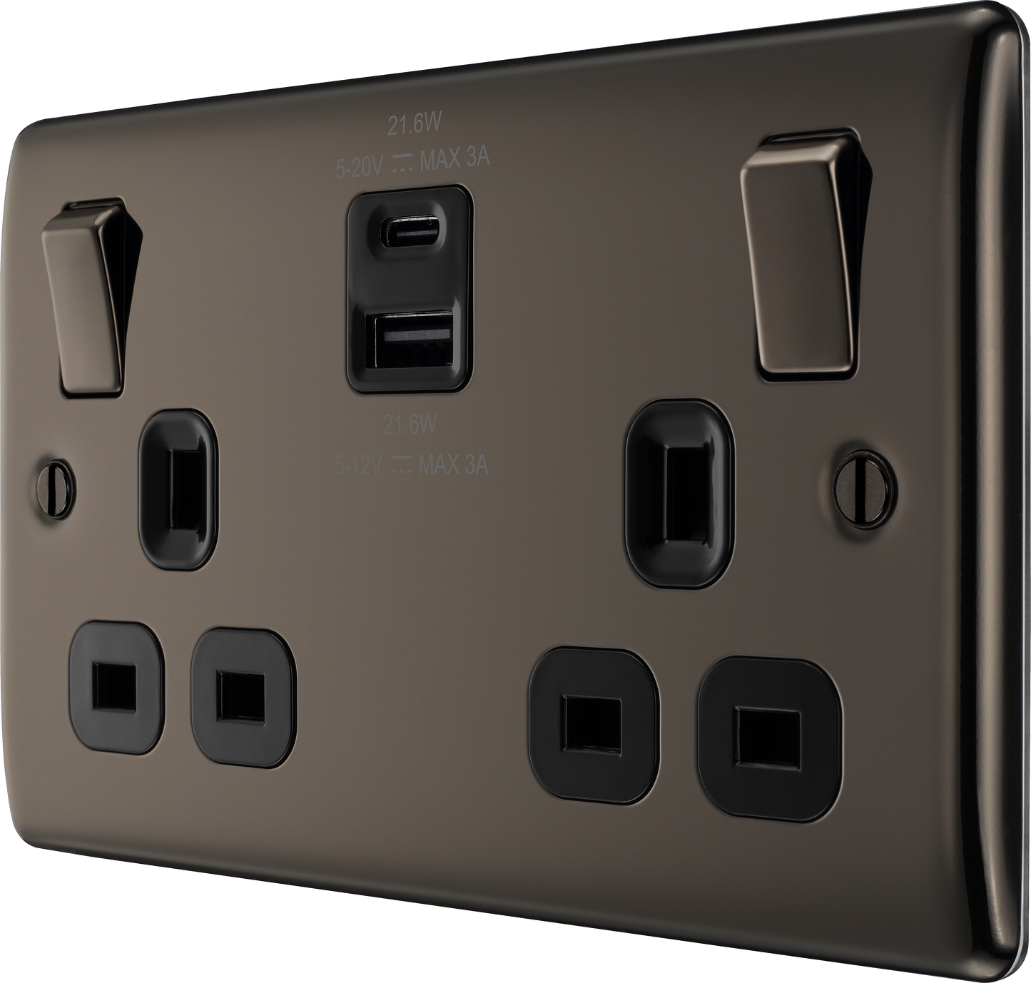 BG Nexus Metal Black Nickel USB Charging Socket