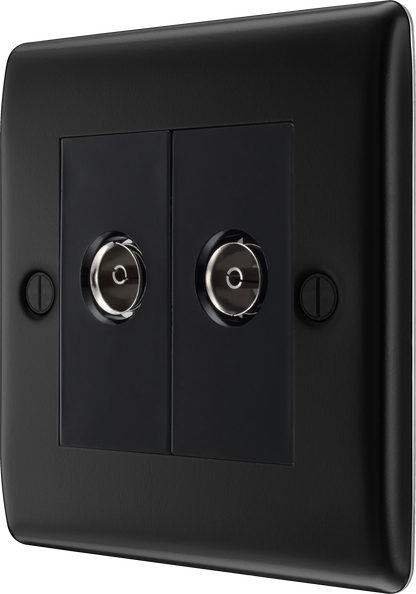 BG Nexus Metal Matt Black Co-Axial & Satellite Socket