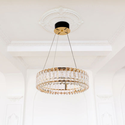 Crystal Gold Pendant Chandelier Light with Remote Control