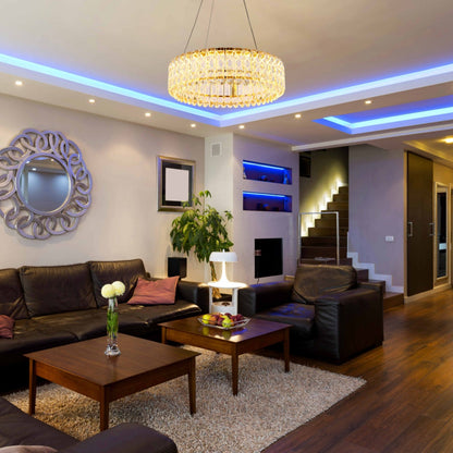 Crystal Gold Pendant Chandelier Light with Remote Control