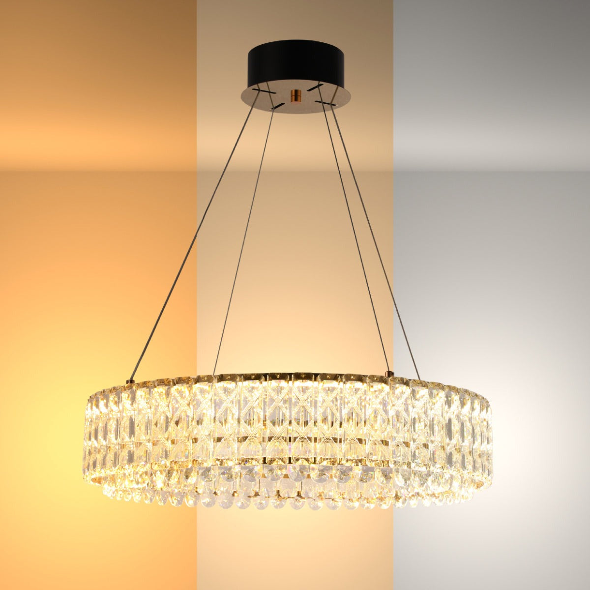 Crystal Gold Pendant Chandelier Light with Remote Control