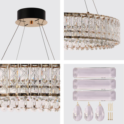 Crystal Gold Pendant Chandelier Light with Remote Control