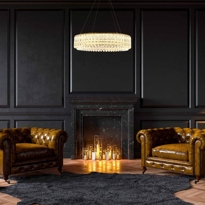 Crystal Gold Pendant Chandelier Light with Remote Control
