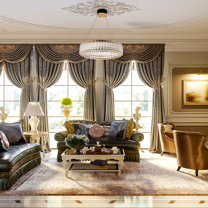 Crystal Gold Pendant Chandelier Light with Remote Control