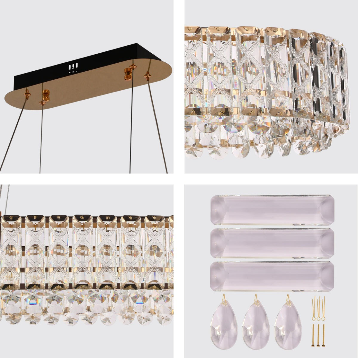 Crystal Gold Pendant Chandelier Light with Remote Control