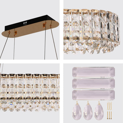 Crystal Gold Pendant Chandelier Light with Remote Control