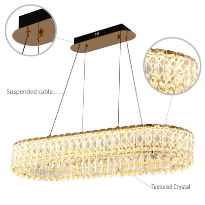 Crystal Gold Pendant Chandelier Light with Remote Control