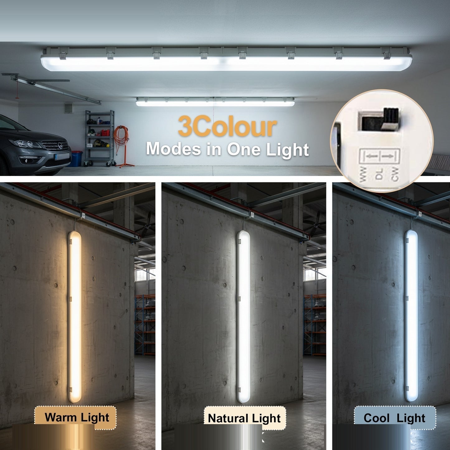 LED Batten Light 3CCT IP65 – with switch