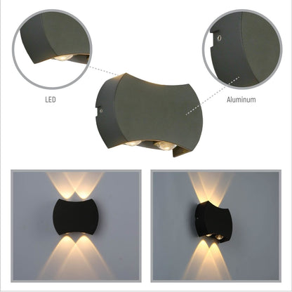 Black 4 way Up Down Outdoor Modern LED Wall Light