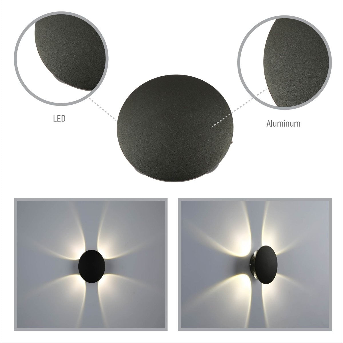 Black Compass 4 Way Outdoor Modern LED Wall Light – TEKLED