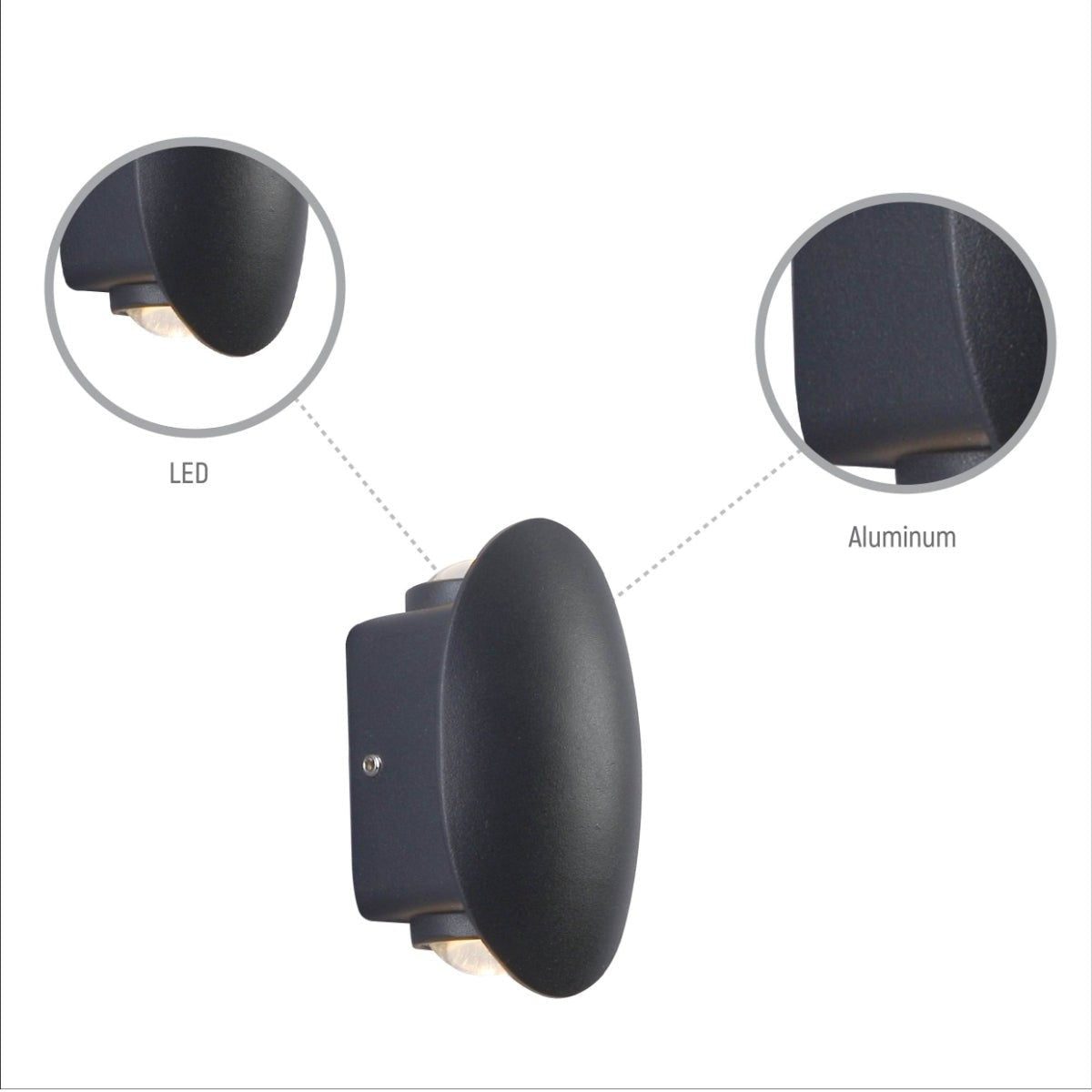 Black Ellipse Up/Down LED Wall Light