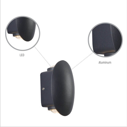 Black Ellipse Up/Down LED Wall Light