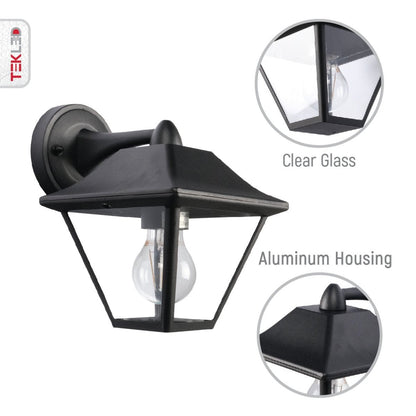 Downward Cottage Style Outdoor Wall Lamp, Matt Black, E27